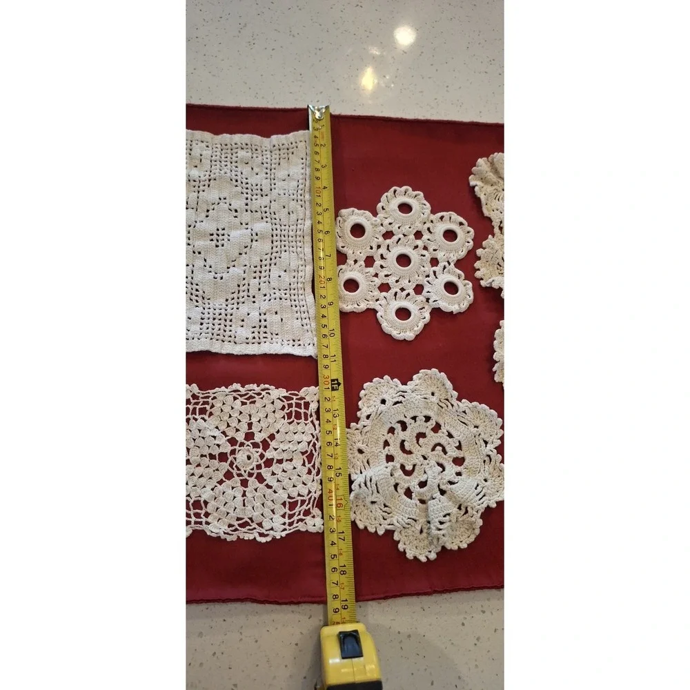 🌼 Vintage Lace Crochet Doilies Lot of 8 Mixed Styles – Six Round Two Rectangle